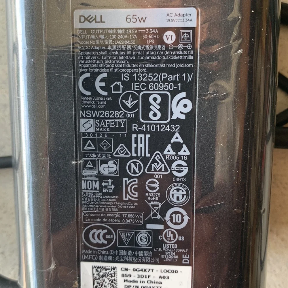 Dell 65W laptop charger